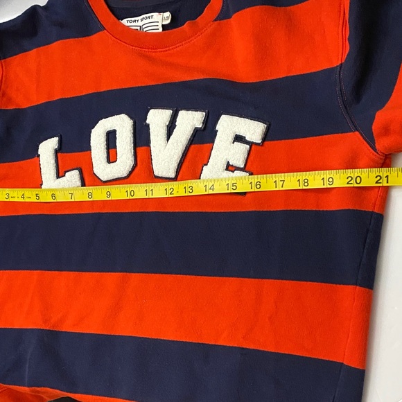 TORY BURCH SPORT Striped Letterman Crew $148 - Picture 14 of 15
